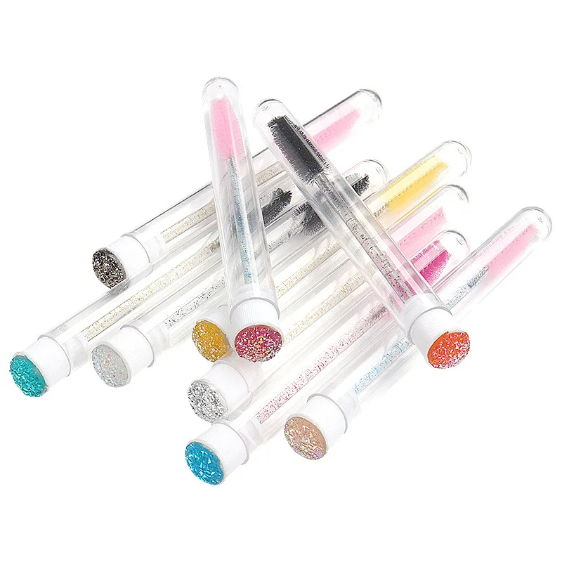 Tube de brosse à cils réutilisable, 10 pièces, pour Extension de cils, brosse à sourcils, perceuse en résine, baguette de Mascara remplaçable, ensemble de maquillage anti-poussière