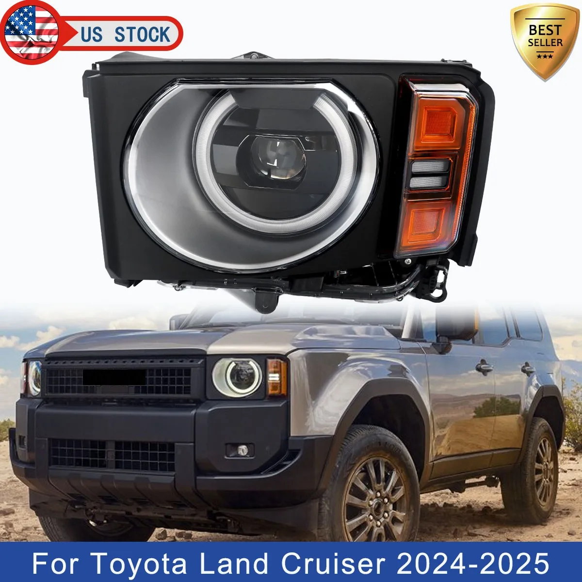 

Левая передняя фара (LED) для Toyota Land Cruiser LC250 2024-2025, левая фара со стороны водителя, сигнальная лампа, автозапчасть