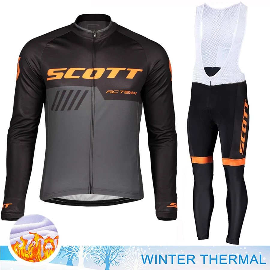 SCOTT Cycling Man Men\'s Pants Gel Team Jersey 2023 Winter Thermal Fleece Bib Blouse Cyclist Road Bike Uniform Clothes Clothing