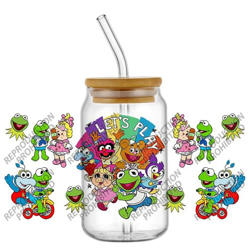 Hotsale Popular The Muppet Show Kermit the Frog 16oz UV DTF 3D Transfer Sticker Decal For Glass Can Cup Craft DIY Gift Creative view 2
