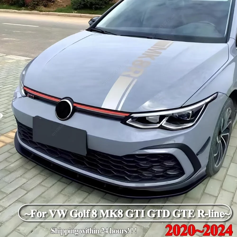 For Volkswagen VW Golf 8 MK8 GTI GTD GTE R-line 2020-2024 Maxton Style Front Bumper Lip Spoiler Splitter Bodykits Tuning Black