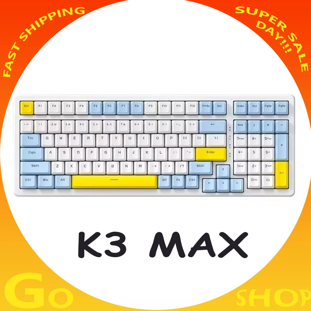 Freewolf K3 Max Mechanical Keyboard Hot Swap Gasket Structure 100keys Gaming keyboard Office E-Sports Ergonomics Pc Gamer Gifts