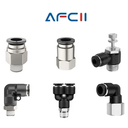 Black Air Hose Fittings 1/8 1/4 3/8 1/2 4mm/6mm/8mm/10mm PC PCF PL Tube Quick Connector Pipe Hose Pneumatic Push Fitting