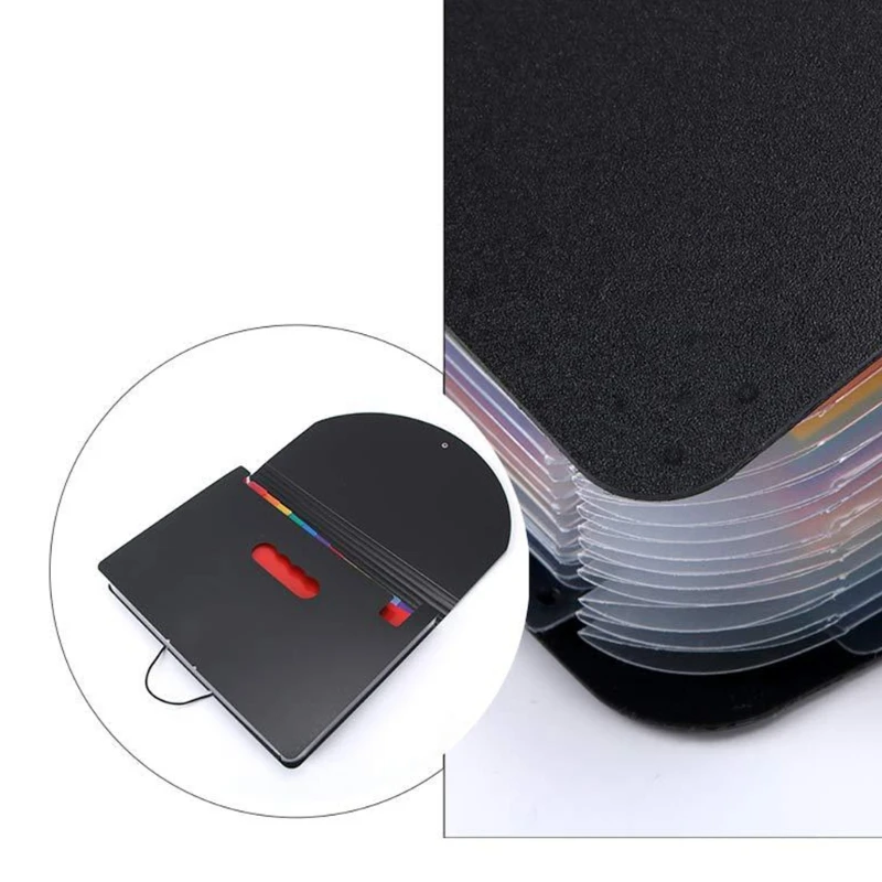 Expanding File Folder, Letter Paper Pockets Accordion Document Bag Top Quality