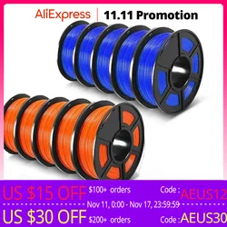 SUNLU PETG 1KG 3D Filament 1.75MM No Bubble 10 Rolls No Bubble Eco-Friendly No Knots Good Toughness Excellent Acid Alkali