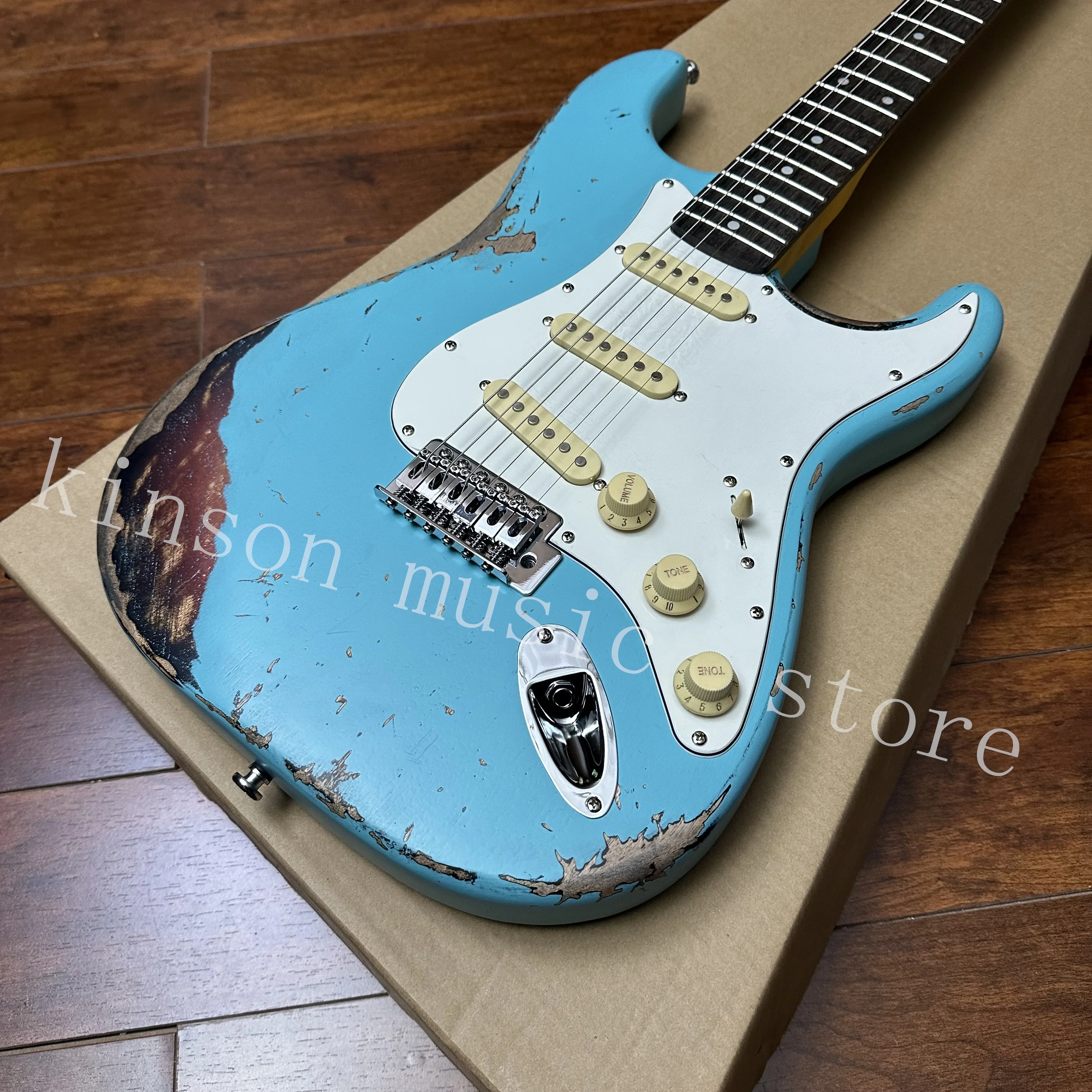 Relic  Electric Guitar Alder Body Maple Neck Hardware blue Color