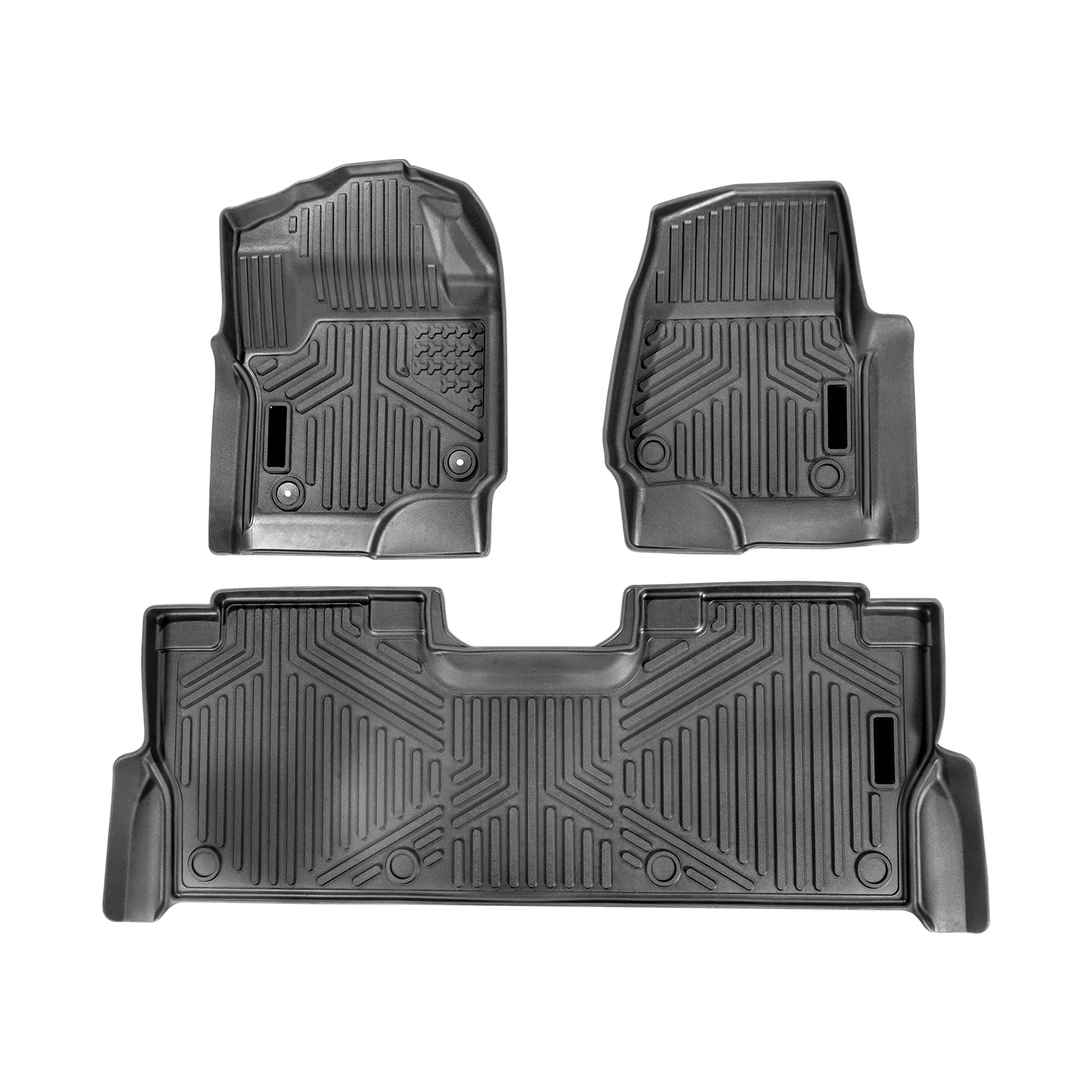 VEVOR Automotive Floor Mat Fit for Ford F-250/F-350/F-450 2017-2022,3 pcs Front and 2nd Row Liners Fit TPE Vehicle Floor Mats