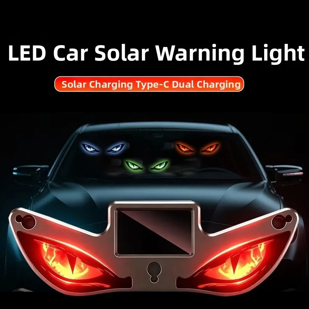 Creative Car Demon Eye Light Suction Cup Installation Flashing Solar Warning Light Dynamic Safety LED Atmosphere Light