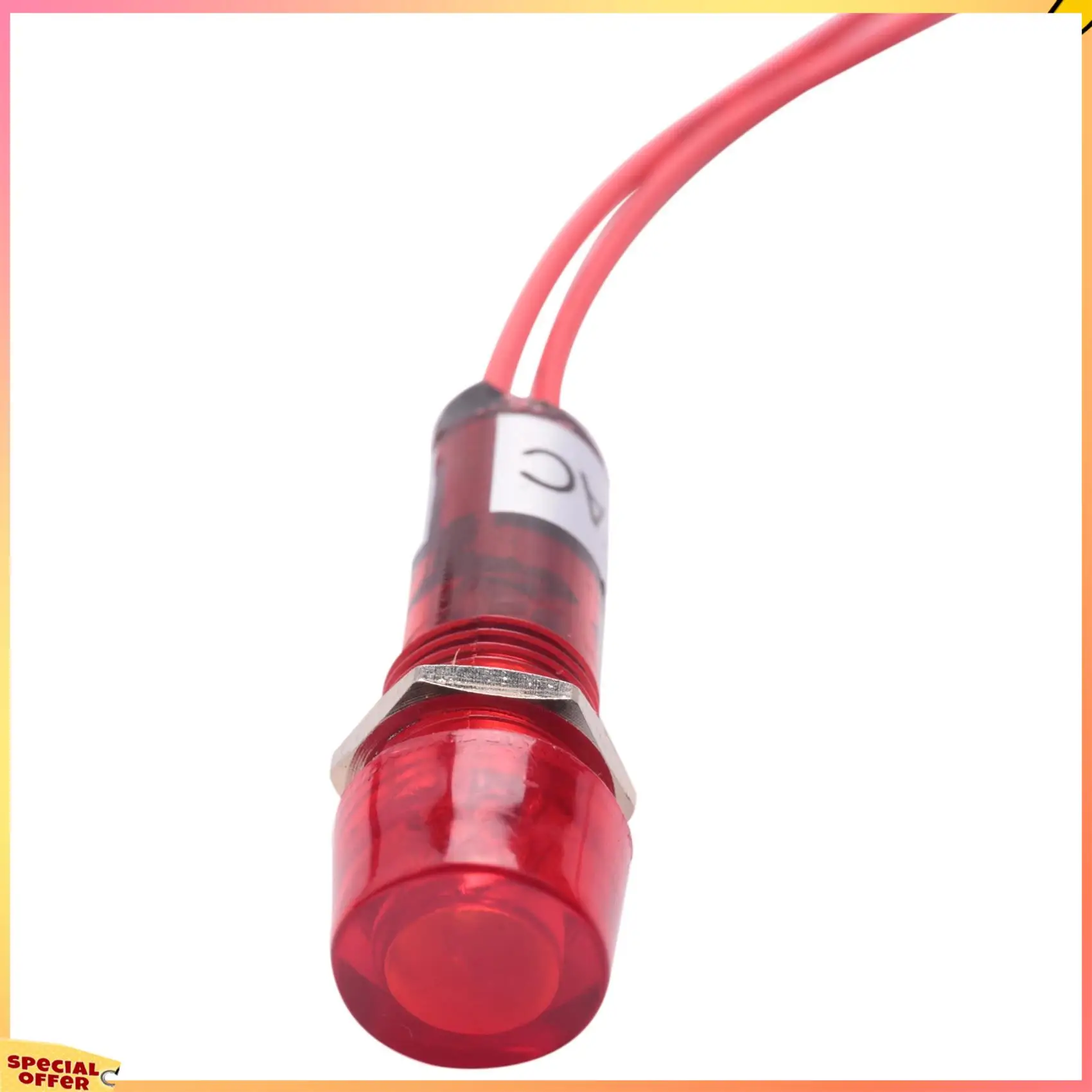 ABFI 4X ตัวบ่งชี้นีออนสัญญาณนําร่องไฟสีแดง AC 250V W2 สายไฟ