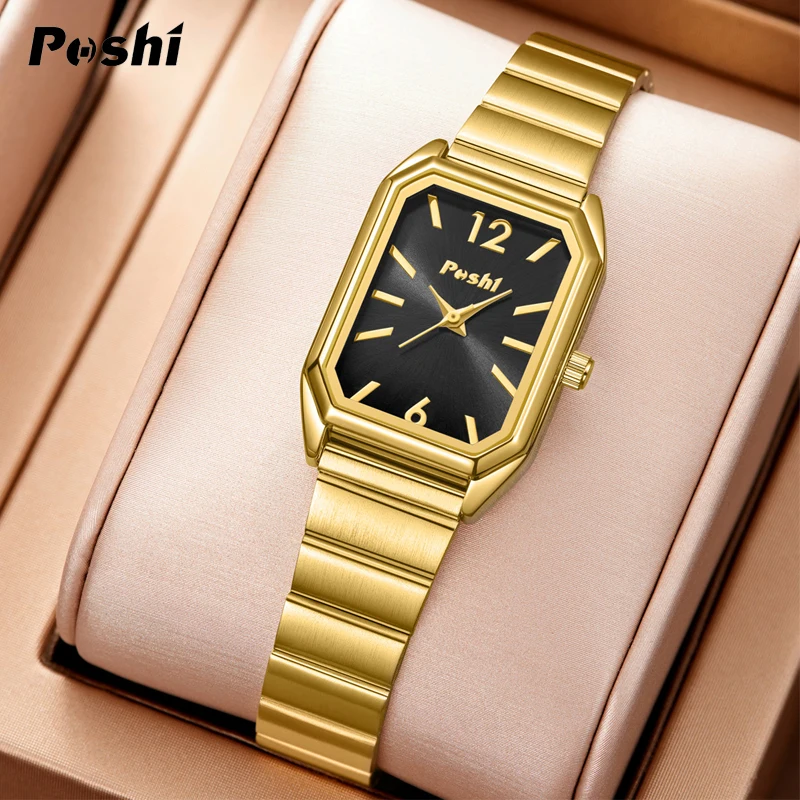 Poshi elegante Damen Armbanduhr Luxus Quarzuhr Mode lässig einfaches Zifferblatt Business Damen Armband wasserdicht versand kostenfrei