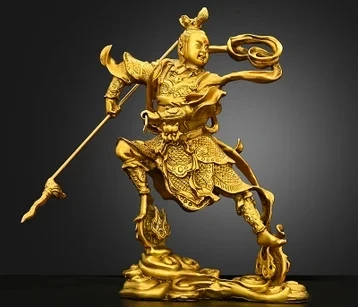 Bronze Nezha Third Prince Zhongtan Marshal Tongtian Taishi Home Office Temple Decoration Statue Ornament