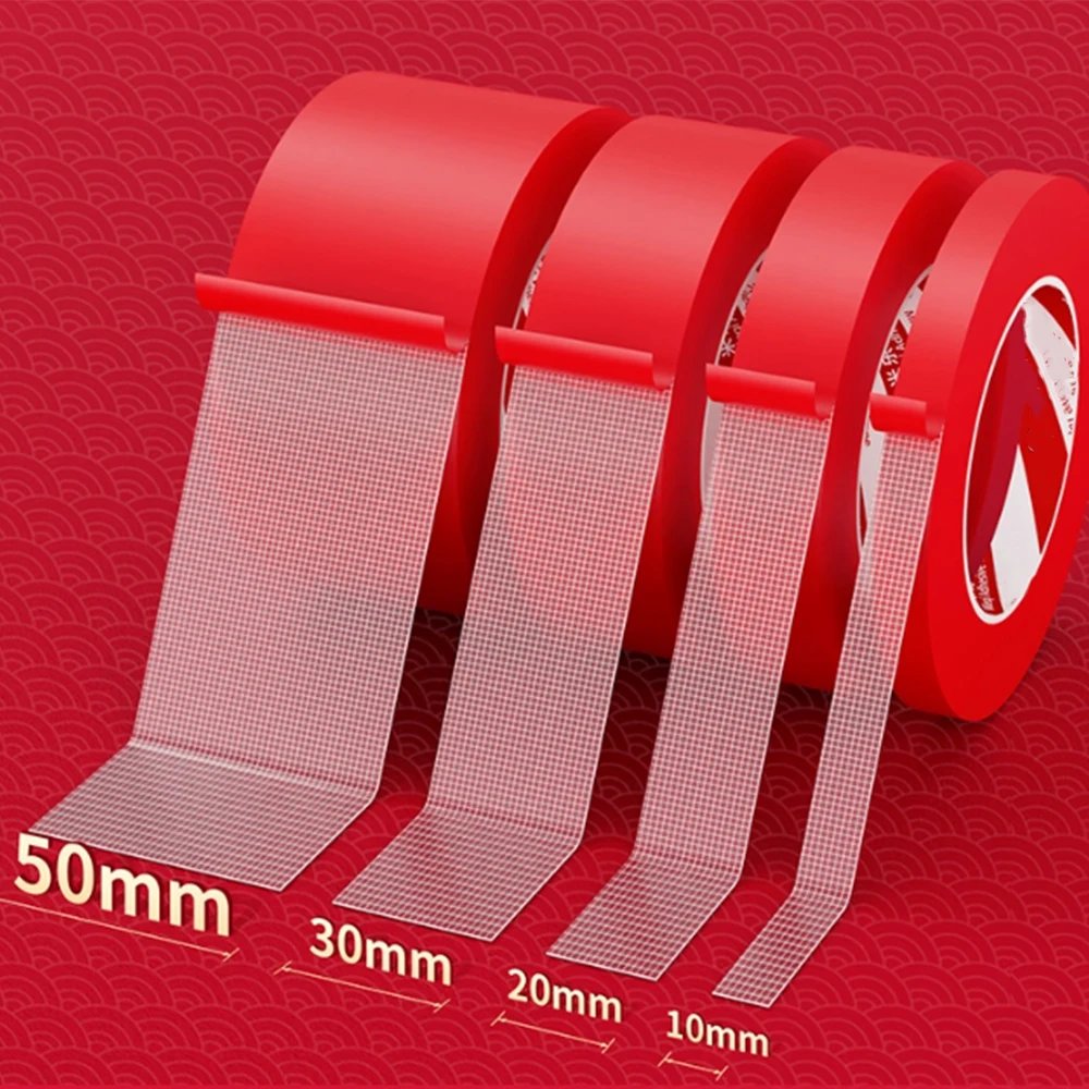 

1-2Roll Strong Fixation Double Sided Tape Translucent Mesh High Viscosity Traceless Waterproof Cloth Base Tapes Carpet Adhesive