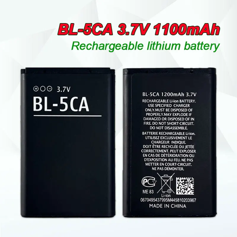 BL-5CA BL 5CA 3.7V Battery Lithium for Nokia 1110i 1110 1200 1600 5030 1208 1209 2700C 1680C 1682 7500 BL5CA  Phone Batteries