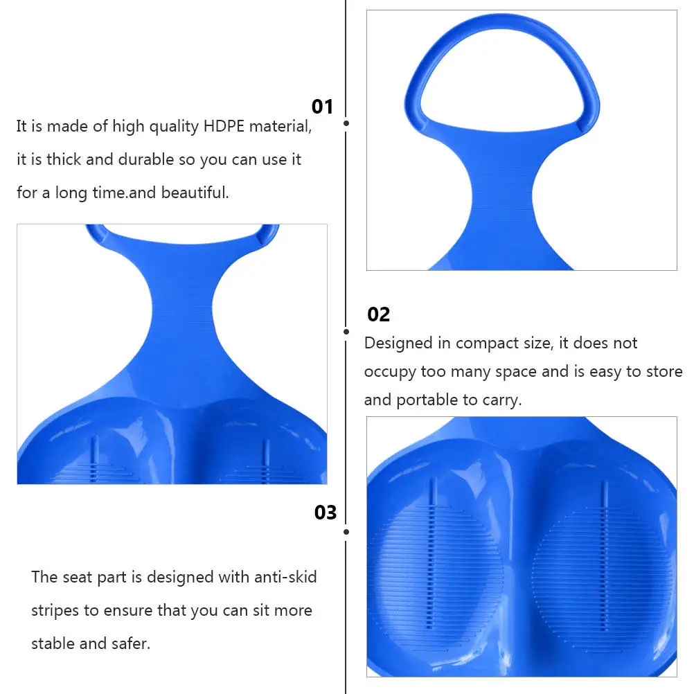 

Набор из 2 прочных досок для сэнд-слайдинга из HDPE, компактное и легкое снаряжение для катания с нескользящей ручкой и полосками на сиденье, для детей и всей семьи, зима