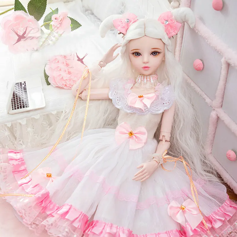 Handmade Bjd 1/3 Doll Full Set 60cm Handpainted Makeup Jointed Lolita Animal Princess Dolls Girls Toys Gift