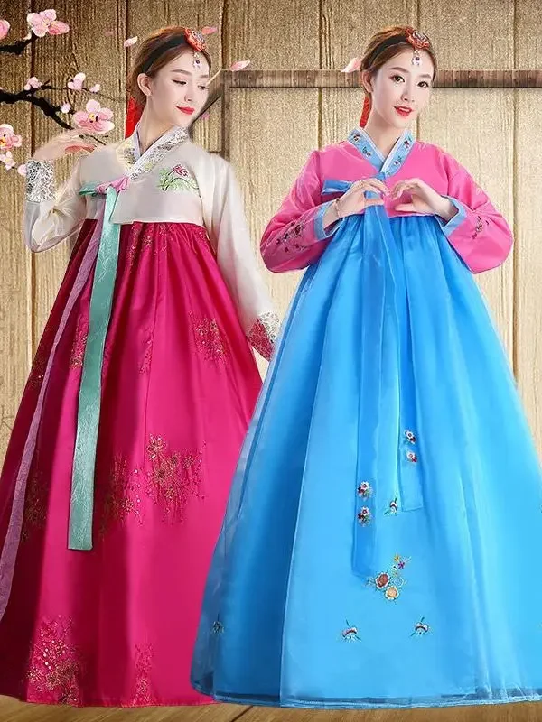 

Традиционная корейская одежда, свадебное платье, платье Hanbok для женщин, старинный дворец, халат с V-образным вырезом, Национальный концерт, в азиатском стиле, 한복