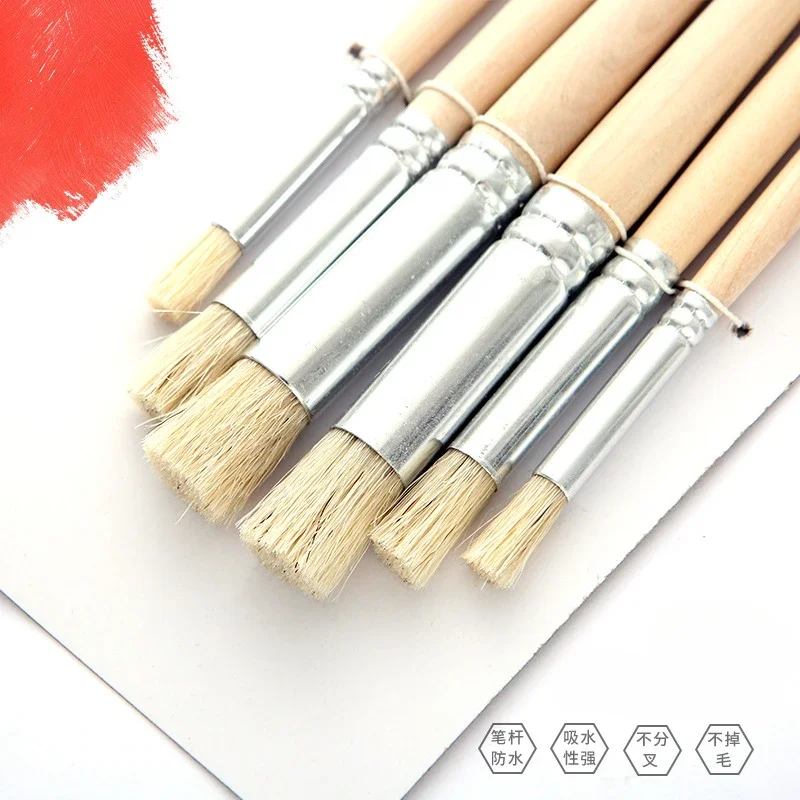 

Oil Painting Brush Set of 6 Pig Bristle Brush Head Acrylic Arrangement Pen Special for Acrylic Watercolor Oil Painting Art