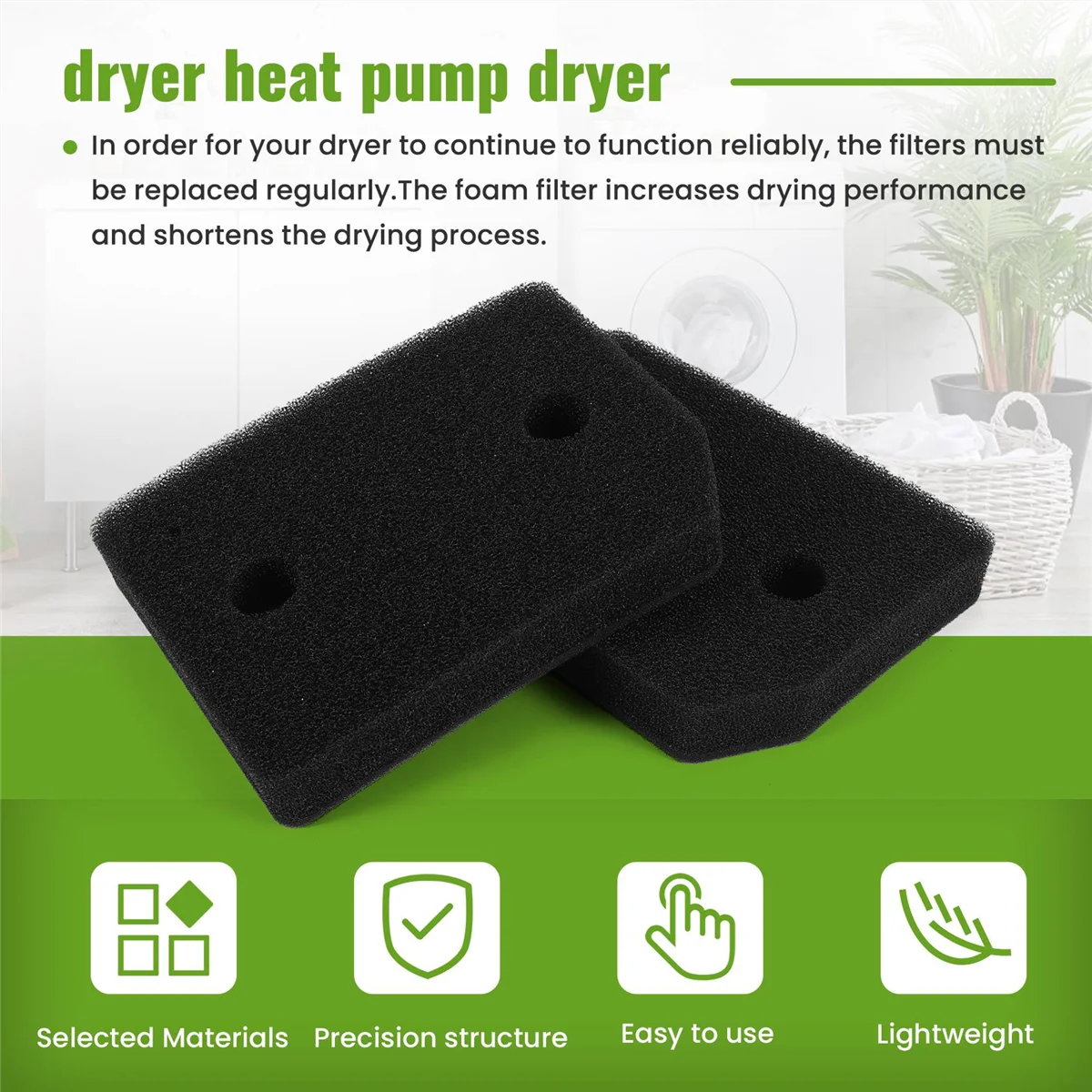 2 Pcs Replacement Filter for Miele 9164761 Dryer Heat Pump Dryer,Condenser Dryer Filter Foam Base Filter Dryer Parts