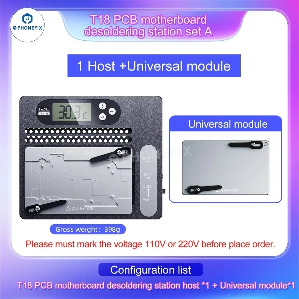 i2C T18 PCB Pre-heating Layered Glue Removal Station Desoldering Station Platform for IPhone X-15ProMax CPU Chip Repair Tool