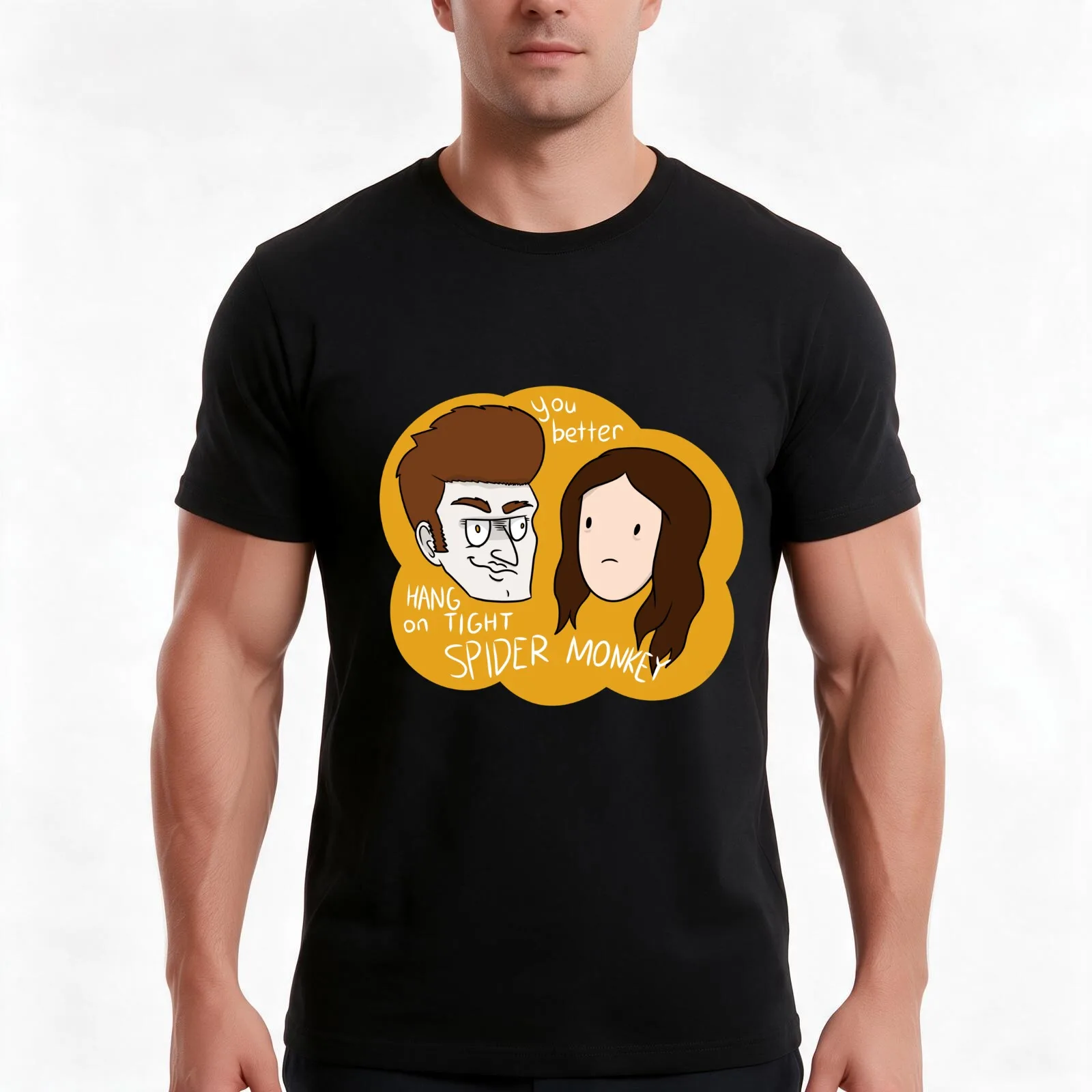 Hang On Tight Spider Monkey T-Shirt, Summer Casual Cotton Tee, Oversized Streetwear Tops, Vintage Graphic Print, 100% Cotton