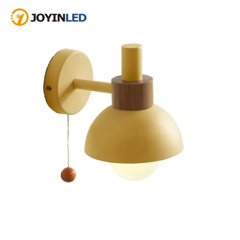 

Nordic Wall Lamp with Zipper Switch Modern Wall Sconce for Bedroom Living Room Home Lighting Macaroon Yellow E27 Base