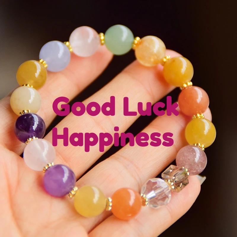 

Изысканный женский многофункциональный золотой шелковый нефритовый браслет из бисера, амулет счастливого счастья, натуральный цветной кристалл, ювелирные изделия ручной работы