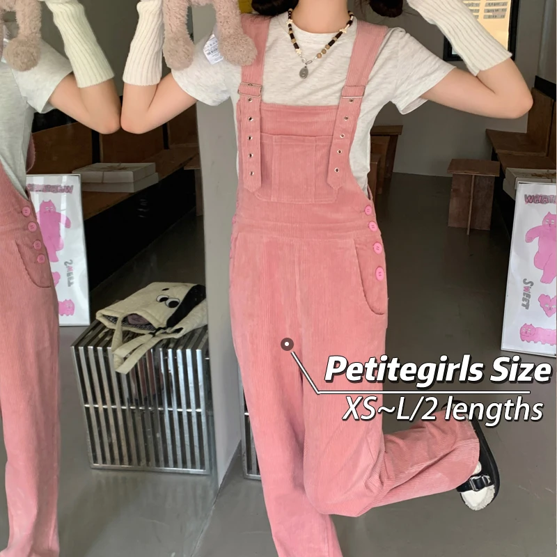 145 Short retro corduroy overalls for women straight leg xs show height nine-minute one-piece autumn and winter