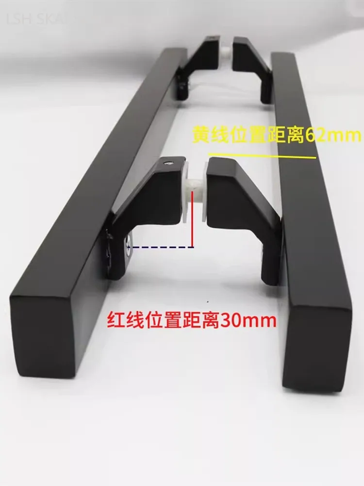 Imagem -05 - Maçaneta Deslizante do Banheiro do Porta de Vidro Alças de Tubo Quadrado Ferragens Domésticas Maçanetas para Portas Interiores 500 mm Aço Inoxidável