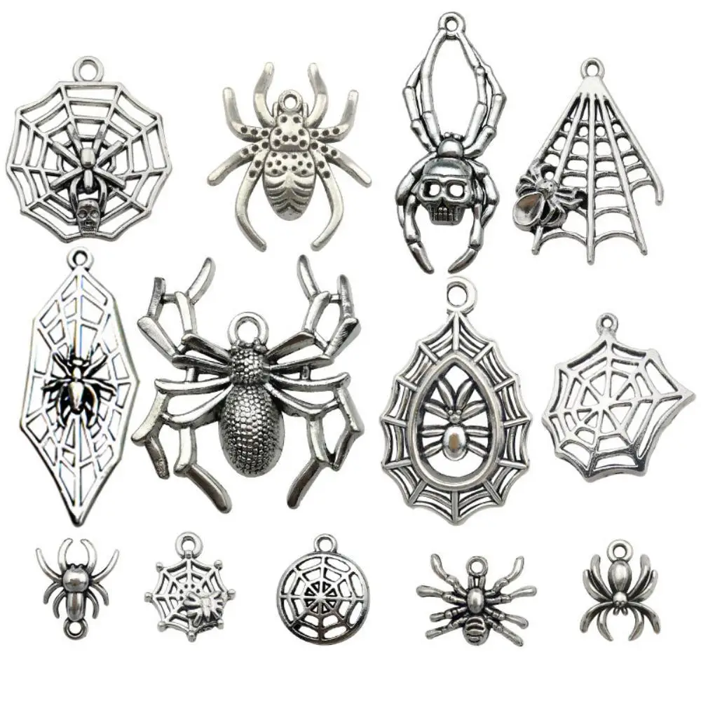 Retro Halloween Style Spider Accessories Pendant DIY Homemade Jewelry Accessories Alloy Pendant Set