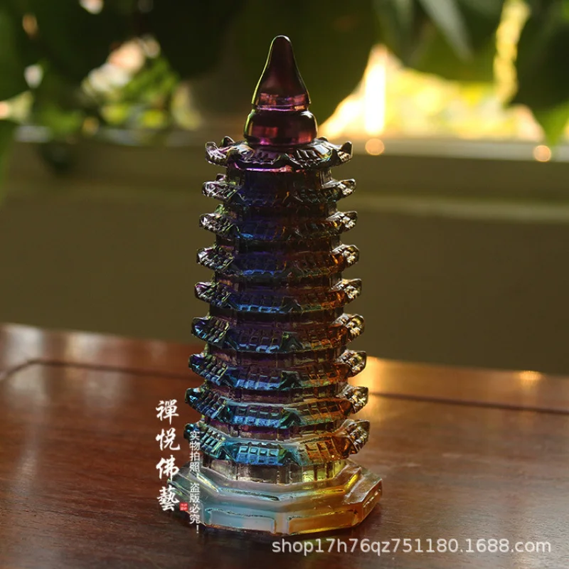 Traditional Glazed Wenchang Pagoda Nine-Layer Craft Ornament Multiple Size Options Factory Wholesale