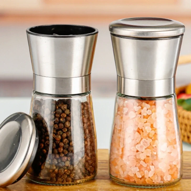 Ergonomic Adjustable Ceramic Core Pepper Sea Salt Grinder Stainless Steel Portable Spice Mill for Camping BBQ Home Kitchen Use