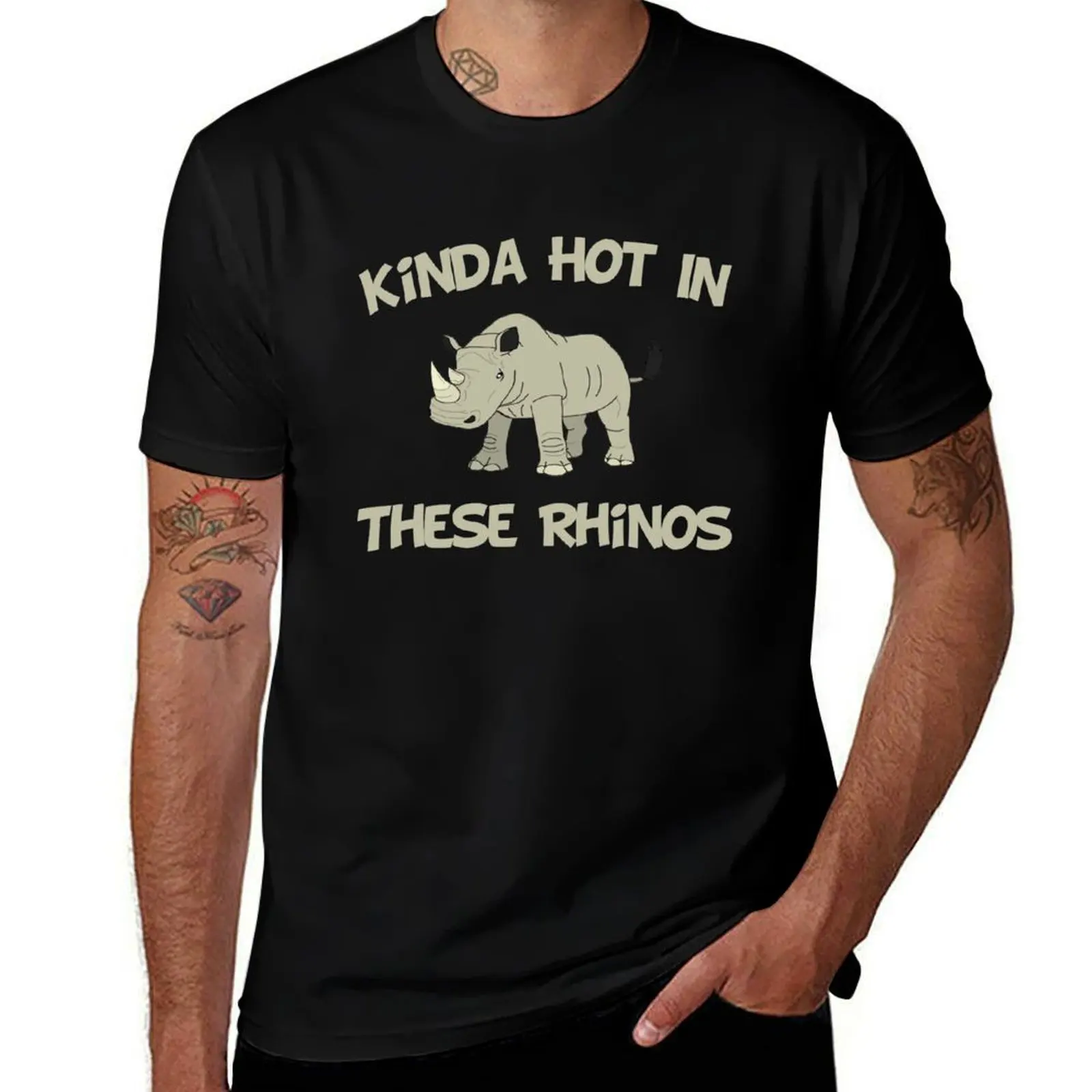 Kinda Hot In These Rhinos,funny gift T-Shirt Quick Dry Outdoor Sports T-Shirt