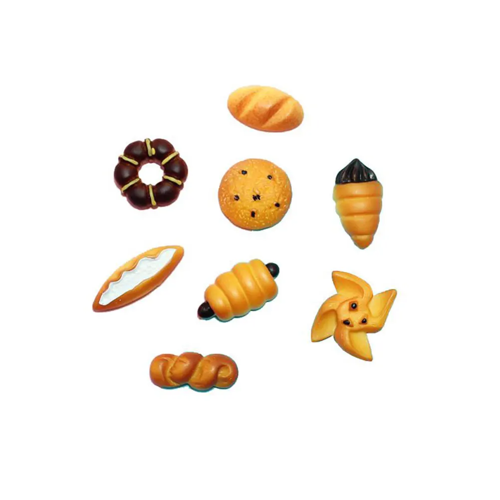 

50Pcs Synthetic Resin Bread Models DIY Drilling Hole Keychain Pendants Kids Micro Landscape Jewelry Simulation Bread