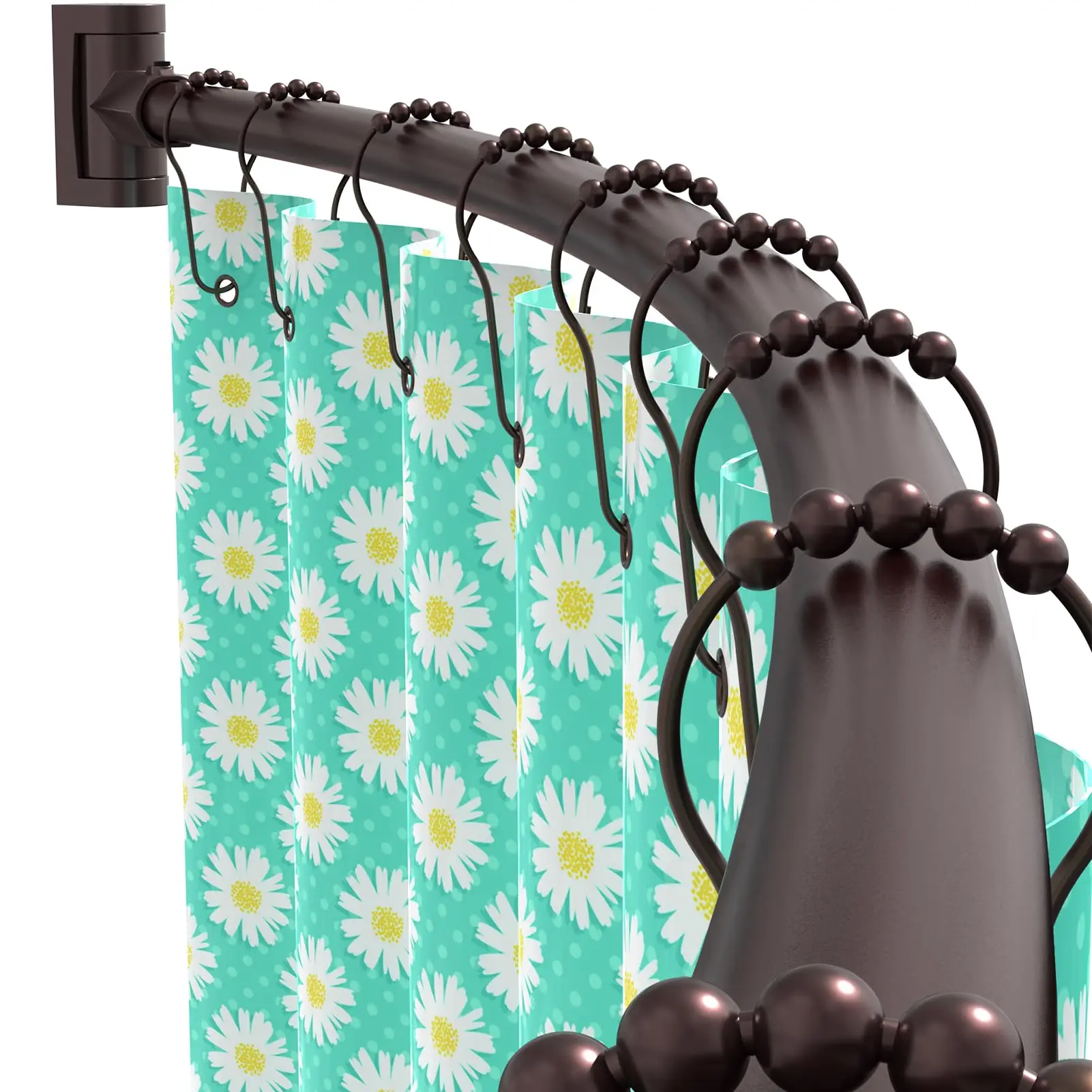 

Curved Shower Curtain Rod 38-72 Inch Adjustable Aluminum Round Design With Rotate Bracket