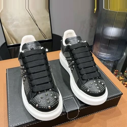 2023 Lace Up Man Women Casual Sneakers Mixed Color Real Leather Design Platform Couple Daddy Shoes Autumn Thick Sole Trainers