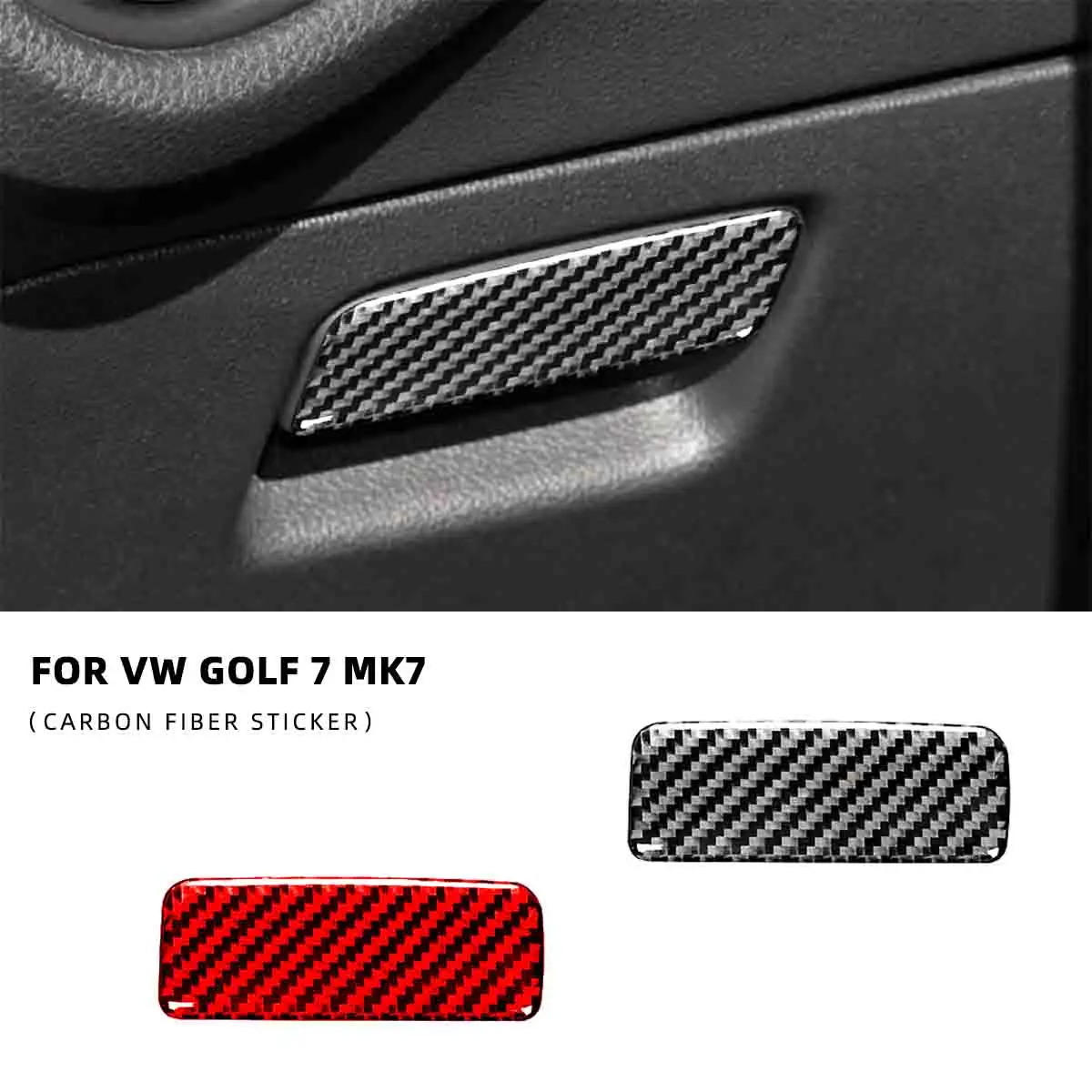 For Volkswagen VW Golf 7 GTI MK7  Carbon Fiber Car Co-pilot Glove Storage Box Handle Decor Sticker Interior Car Accessories Auto