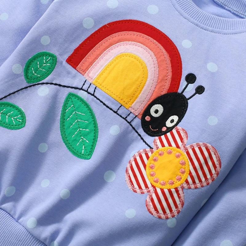 Little maven 2023 Clothes for Teenagers Baby Girls Clothes Cotton Cartoon Rainbow Snail Hoodie Sets Autumn Clothes for Kids Sets