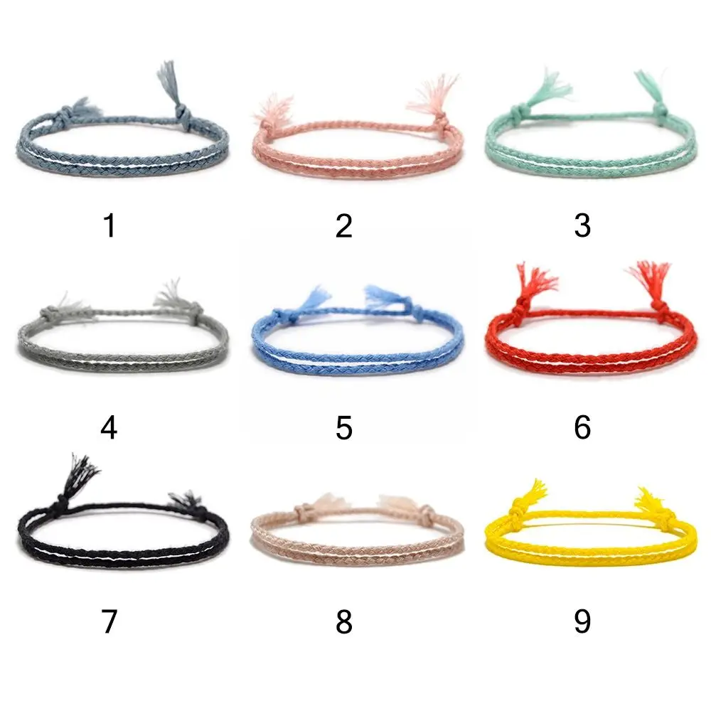 Pulsera de hilo trenzado multicolor, pulsera tejida hecha a mano de algodón para parejas, adorno texturizado, cuerda anudada, amantes de la cuerda de mano