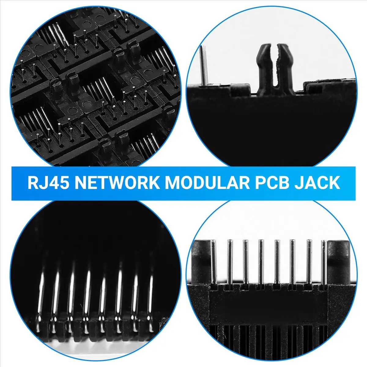 20 Buah Soket Jack PCB Jaringan Internet Komputer RJ45 8P8C Hitam