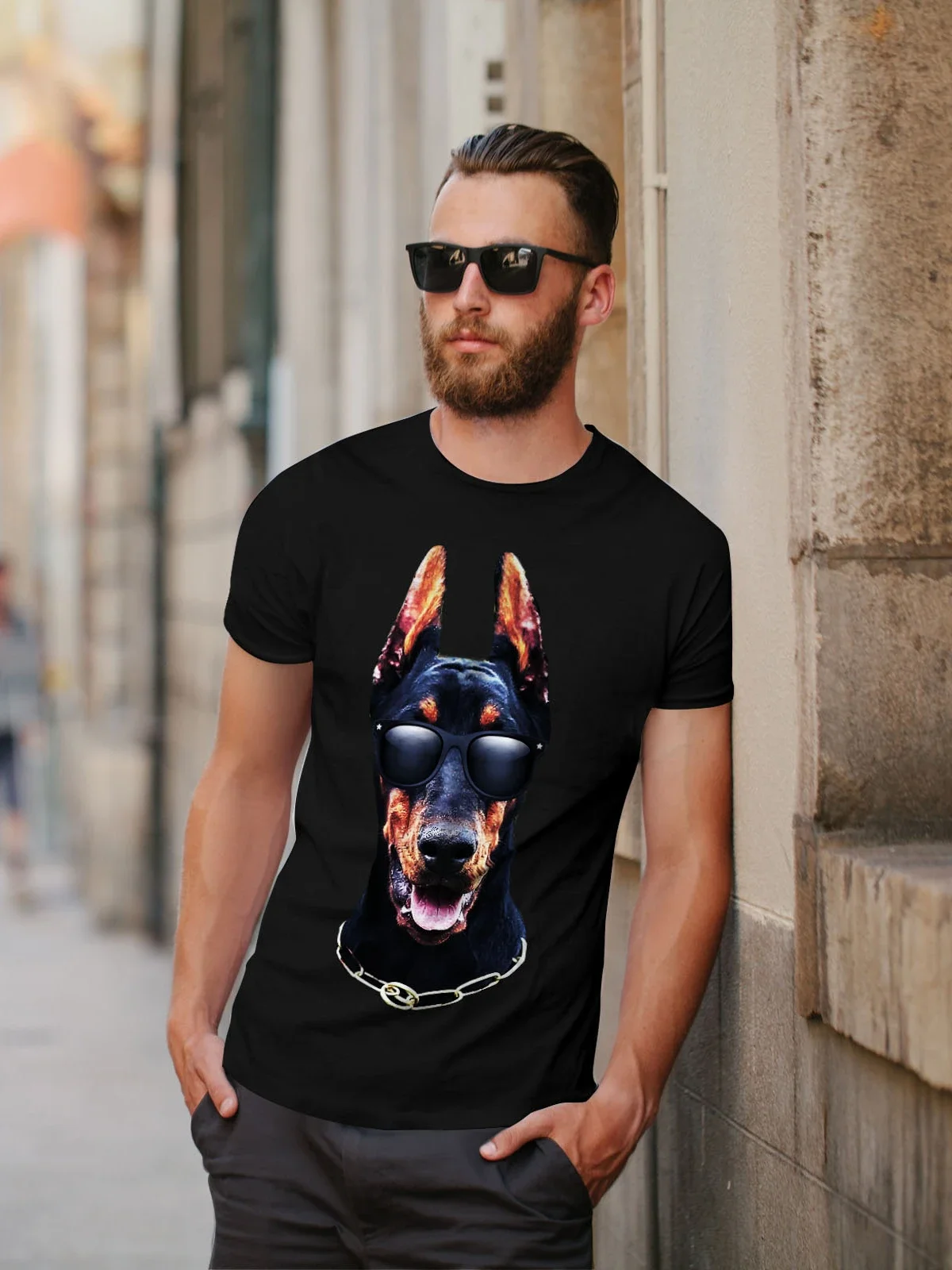 Cool Design Doberman Emerges From The Darkness Graphic Printed T-Shirt. Summer Cotton Short Sleeve O-Neck Mens T Shirt New S-3XL