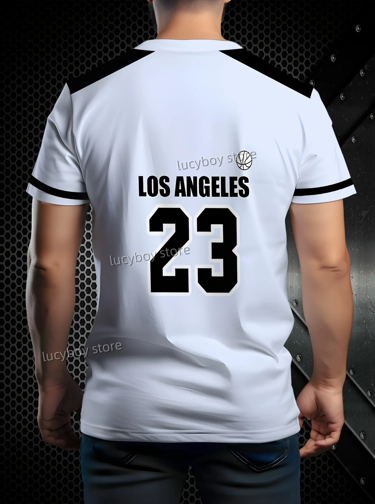 Men LOSANGELES No.23 PrintShort Sleeve T Shirt Man O-Neck Sportwear jerseys Racing Football Tee Vintage Casual Tops Men Clothes