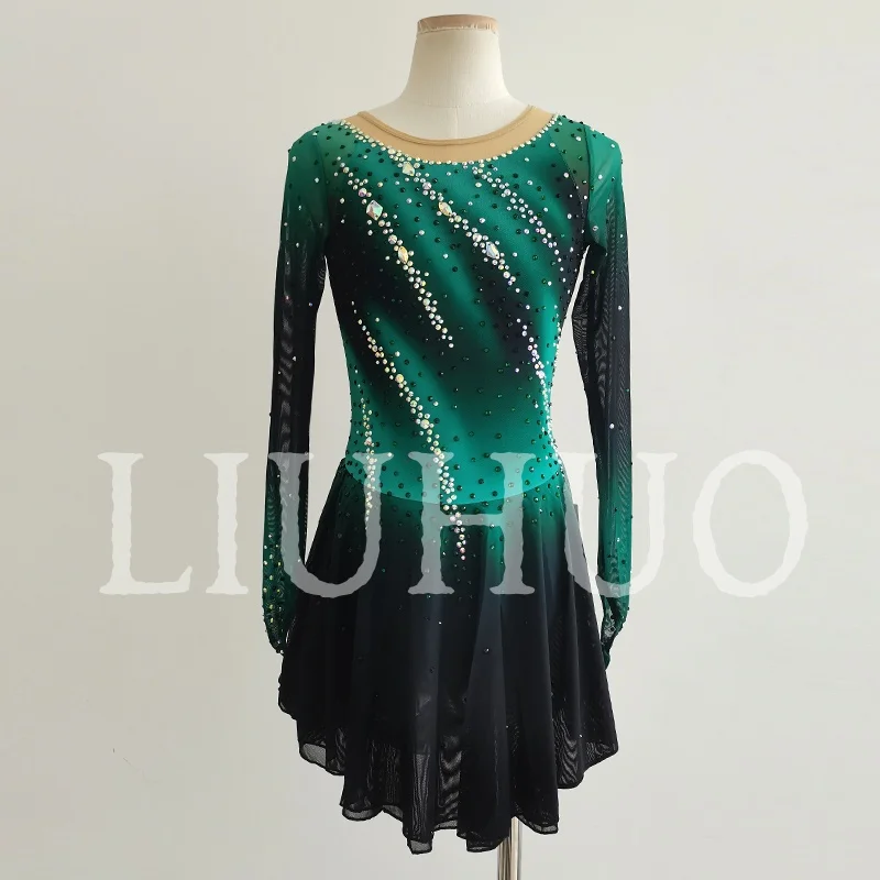 slim fit dress slacks Figure Skating Dress Women's Girls' Ice Skating Dress Black Red Blue M main image 0