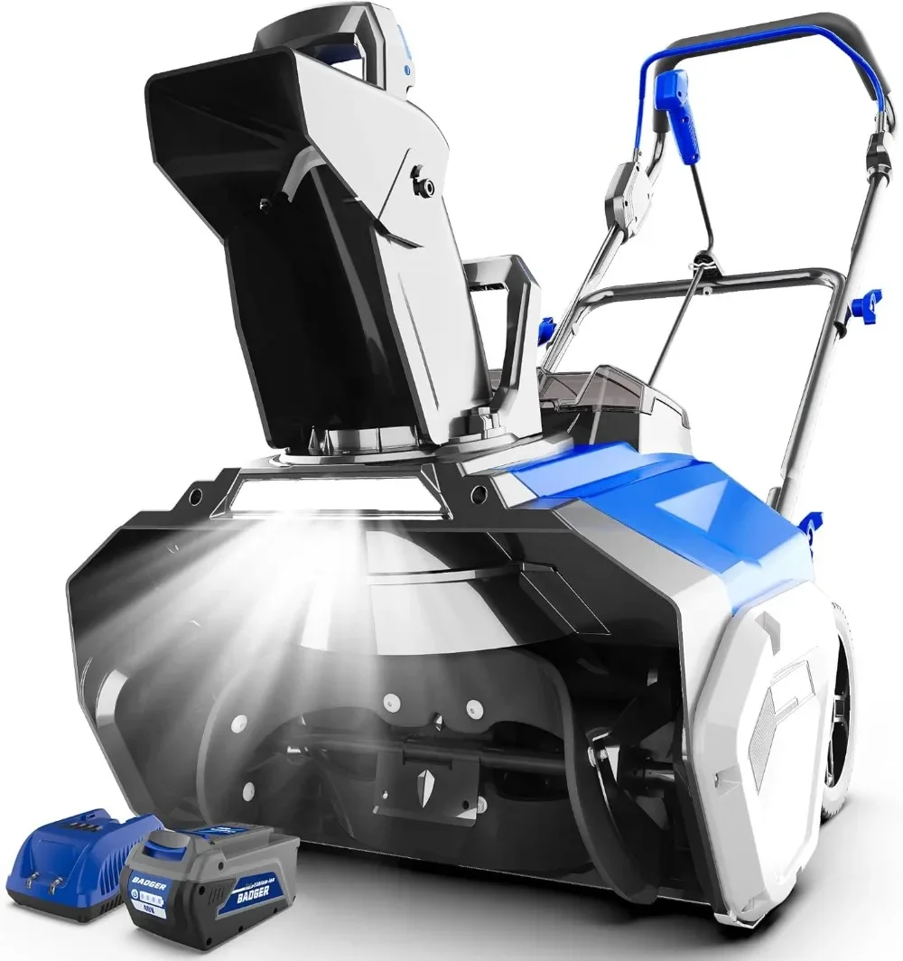 

Cordless Snow Blower 40V 20" Electric, Brushless Battery Powered with LED Single Stage for Wet Snow and Heavy Snow, Blue