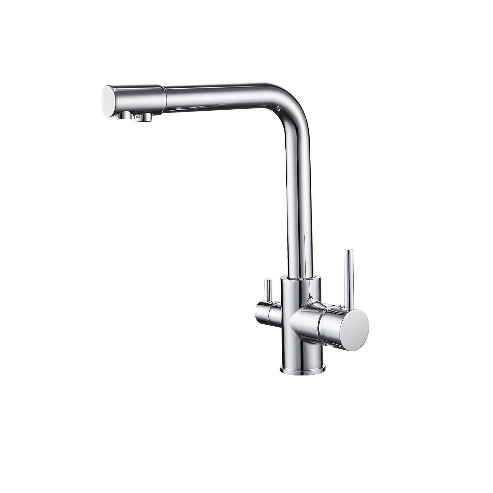 Grifo de cocina cromado، caño Giratorio doble، filtro purificador de agua potable، fregadero de latón، grifo mezclador 3 en 1