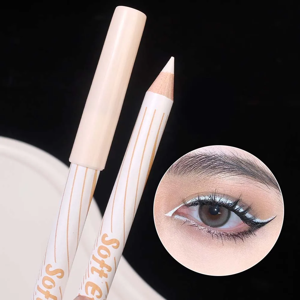 Matita per Eyeliner bianca duratura penna per trucco occhi altamente pigmentata impermeabile asciugatura rapida senza trucco per Eyeliner liscio opaco in fiore