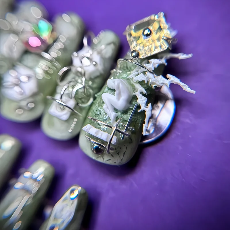 Cyberpunk Silikon-Nagelform, 3D Gewehr Schwert Axt DIY Geprägte Nagelkunst-Charms Form für UV-Harz – Detail 4