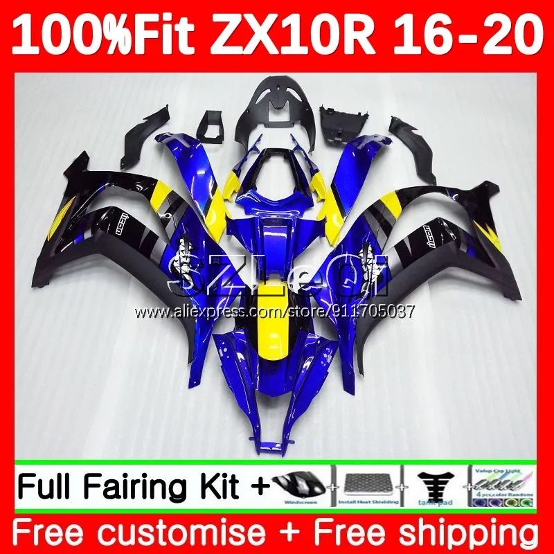 Injection Body For KAWASAKI NINJA ZX 10 R 10R 2016 2017 2018 2019 2020 112No.2 Blue black ZX-10R ZX10R 16 17 18 19 20 Fairing