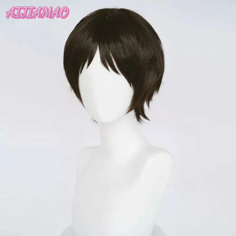 High Quality Anime Cosplay Shinji Ikari Wig Cosplay Wigs Ikari Short Brown Black Heat Resistant Hair Wig + a wig cap