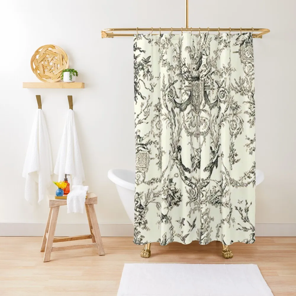 Heavenly French Toile Shower Curtain Bathroom For Shower Waterproof Fabric Shower Curtain