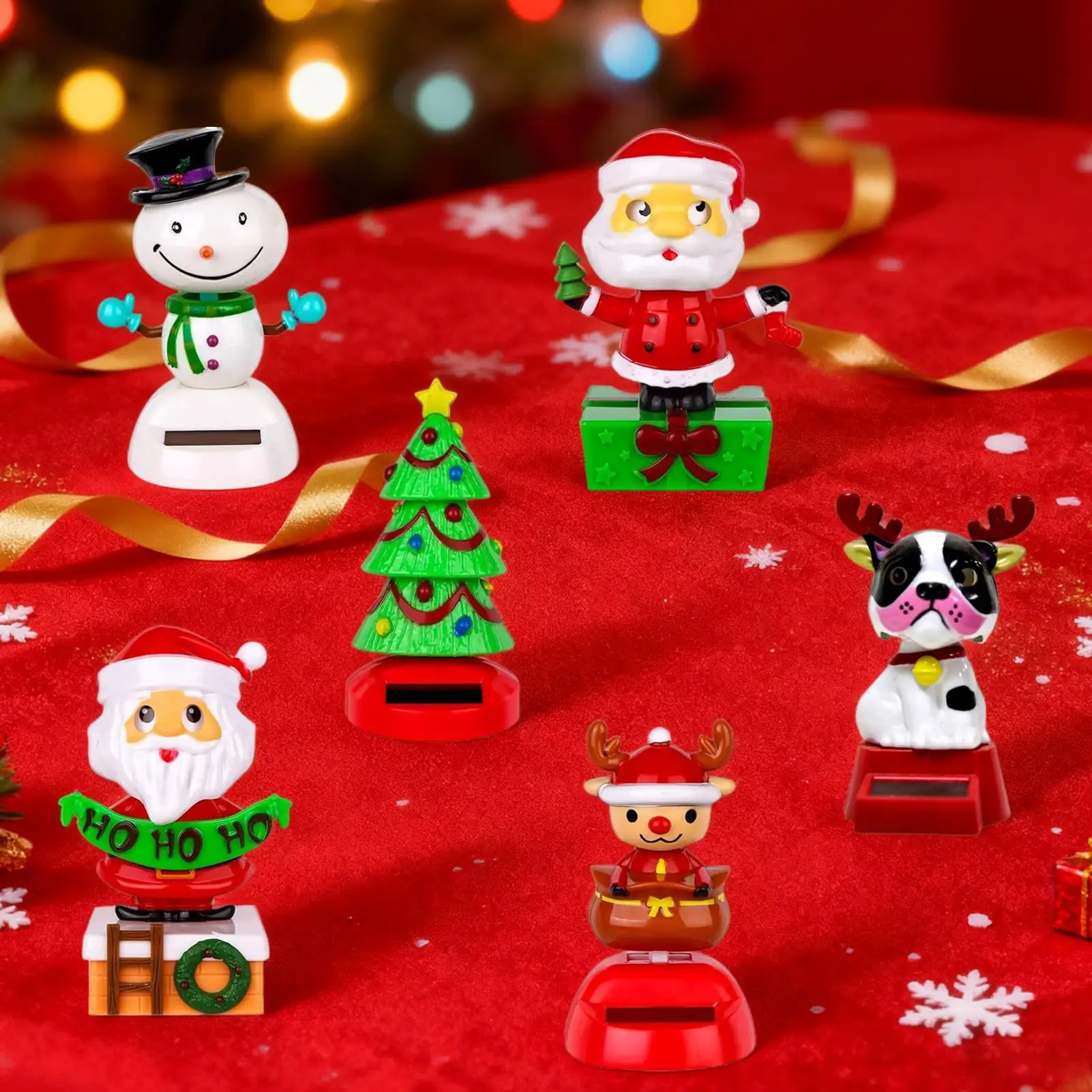 

Christmas Dashboard Dancing Toy 6 Pieces Cute Christmas Theme Solar Powered Santa Figurines Shaking Head Toy Dancer Doll For